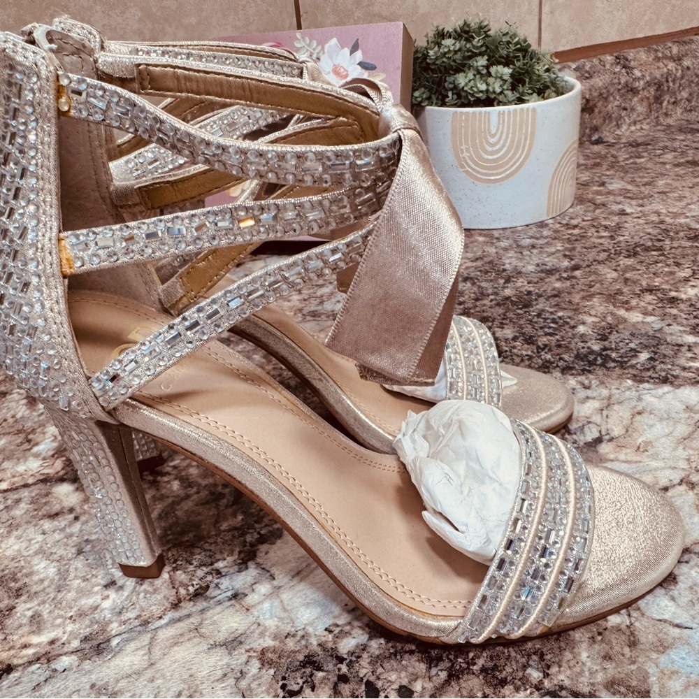 Gianni Bini Glittering Silver Strappy Heels